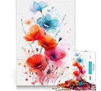 Watercolor Flowers Jigsaw Puzzles1000 Pieces Recall Skill Fun Professional Grade Cutting Thoughtful Gift for Mind Activity (50x75cm)