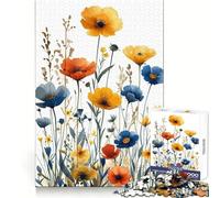 Watercolor Flowers Jigsaws 1000 Pieces for Adults Mental Sharpness Cozy Pastime Precise Fit Holiday Treat (38x26cm)