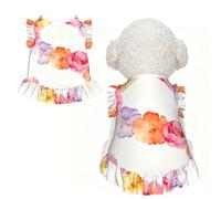 Watercolor Flowers L Pet Apparel for Small Dogs-Cute Summer Outfit for Puppy, Soft Breathable Pet Clothes for Cat