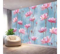 Watercolor Flowers Lotus Elegant Wall Mural Wallpaper, Non Self Adhesive Paste The Wall Mural for Living Room Bedroom, Pink High Definition Art Wall Decor - 200 x 140 cm (W x H)