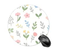 Watercolor Flowers Round Mouse Pad 7.8 Inch, Portable Gaming Mouse Mat with Non-Slip Rubber Base & Smooth Surface, Waterproof Mousepad for PC, Laptop, Computer, Office, Home