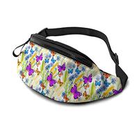 Watercolor Flowers Spikelet Butterfly Casual Fanny Waist Pack Bag Adjustable Lightweight Sport Belt Waist Bag for Sports Running Hiking Biking Walking