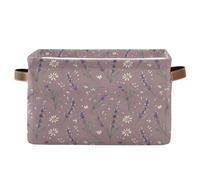 Watercolor Flowers Storage Basket Foldable Canvas Fabric Storage Bin Waterproof Closet Organiser Baby Basket Holiday Decorative Box with Handles for Bedroom Nursery Home