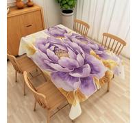 Watercolor Flowers Table Cloth Wipeable Tablecloths Rectangular 140x260 cm, 3D Pattern Flowers Tablecloth Wipe Clean Washable Polyester Fabric Table Cover for Garden, Kitchen, Party 833f