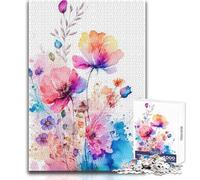 Watercolor Flowers Vintage Teenagers 1000 Pieces Puzzle Educational Reasoning Skill Game Ideal Thoughtful Gift for All Events Size 38x26cm