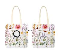 Watercolor Flowers Wild Grass Pet Canvas Bag, Portable Shoulder Carrying Bag Cat Carriers for Outdoor Shopping Camping