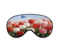 Watercolor Flowers with Butterfly Sleep Mask Block Light Eye Sleep Shade Cover Comfortable Lightweight Sleeping Blindfold Soft Breathable Night Eye Cover Adjustable Band Eye Mask for Men Women