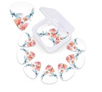 Watercolor Flowers with Dragonfly Guitar Picks 12 Pack 3 Different Thickness Celluloid Guitar Plectrums with Guitar Pick Storage Box Personalized Guitar Pick for Acoustic Guitar Picks