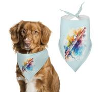 Watercolor Flute Music Dog Bandana Puppy Cat Scarfs Bibs Washable Triangle Kerchief Pet Gifts