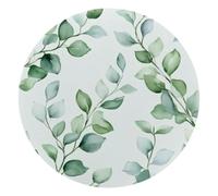 Watercolor Foliage Sage Green Background Small Round Mouse Pad, Anti-Slip Rubber Computer Mousepad for Office Home Gaming Laptop, 10 x 10 Inch