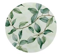 Watercolor Foliage Sage Green Pattern Round Mouse Pad, Mousepad with Non-Slip Rubber Base, Computer Gaming Pads for Wireless Mouse, Easy Gliding