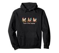 Watercolor Folk-art Hen,Chicken Lady,Fluent in Fowl Language Pullover Hoodie