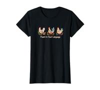 Watercolor Folk-art Hen,Chicken Lady,Fluent in Fowl Language T-Shirt