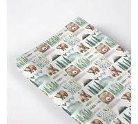 Watercolor Forest Animals Bear Trees Mountain Patchwork Baby Changing Pad Cover, Unisex Bear Nursery Diaper Changing Table Pad Mat Sheet for Boys Girls-16x32