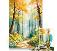 Watercolor Forest Art Jigsaw Puzzle 1000 Pieces Focus Building Toy Firm Fit Secure Assembly Holiday Indoor Entertainment Toy (38x52cm)