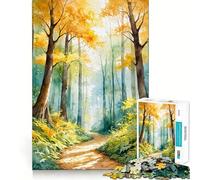 Watercolor Forest Art Jigsaw Puzzle 1000 Think Boost Game Tight Lock No Loose Pieces Interactive Brain Challenge for Home (50x75cm)