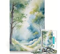 Watercolor Forest Path Teenagers 1000 Pieces Puzzle Mental Recall Game Tight Lock No Loose Pieces Travel-friendly Brain Game Gift (38x52cm)
