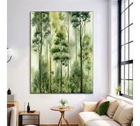Watercolor Forest Posters Decorative Painting Canvas Wall Art Botanical Illustration Decorative Posters, Dark Green Living Room Decor Wall Pictures 16X24In (40X50Cm)