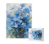 Watercolor Forget Me Not Flowers,500 Pieces Wooden Jigsaw Family Game Jigsaw Puzzles for Adults Teens