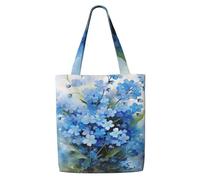 Watercolor Forget Me Not Flowers,Reusable Grocery Bags Shopping Tote Bags Large Capacity Canvas Shoulder bag