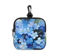 Watercolor Forget Me Not Flowers, Square Zipper Storage Bag, Neoprene Coin Purse, Small Wallets, Change Pouch, Change Purse