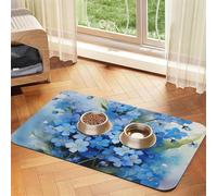 Watercolor Forget Me Not Flowers,Waterproof Pet Feeding Mat,PU Leather Placemats for Cat Dog Water Bowl,Food Mats,40x60cm