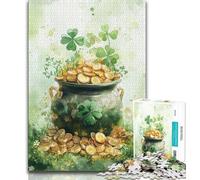 Watercolor Four-leaf Clover Jigsaw Puzzles for Teenagers 1000,Help The Brain Exercise Addictive Toys to Cultivate Patience A Work of Art (75x50cm)