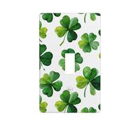 Watercolor Four Leaf Clovers Trendy Light Switch Cover Decorative Single Toggle 1 Gang Wall Plate for Kitchen Farmhouse Bedroom Bathroom Art Decor