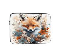 Watercolor Fox Floral Shockproof Laptop Sleeve 15 Inch, Oxford Fabric Case With Foam Padding, Lightweight Protective Cover For Pad Notebook, Business School Travel Use
