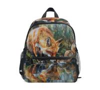 Watercolor Fox Orange Backpack for Toddler Girls Boys Little Kid's Backpack, Watercolor Fox Orange, S, Cool Soccer Print Backpacks