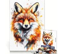 Watercolor Fox Portrait for Adults 1000 Piece Puzzle Mental Workout Peaceful Recreation Unique Gift (38x52cm)