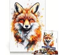 Watercolor Fox Portrait Jigsaws 1000 Pieces for Adults Mental Sharpness Cozy Pastime Precise Fit Holiday Treat (50x75cm)