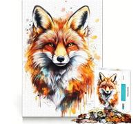 Watercolor Fox Portrait Puzzle for Adults 1000 Pieces Memory Play Game Firm Fit Secure Assembly Meaningful Connection Building Game (50x75cm)