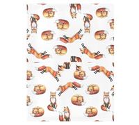 Watercolor Fox White Car Seat Canopy, Breathable Woven Fabric
