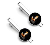 Watercolor Foxes Trendy Tie Clips for Men Silver Tie Bar Pin Jewelry for Wedding Anniversary Birthday