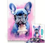Watercolor French Bulldog 1000-piece Jigsaw Puzzles Brain Focus Game Expert Cutting Craftsmanship Fascinating Hobby for Idle Moments (38x26cm)