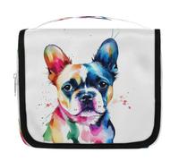 Watercolor French Bulldog Hanging Toiletry Bag Travel Wash Bag Cosmetic Makeup Accessories Organizer Waterproof Shower Bag Beauty Pouch for Women Girls Kids Dog Pattern Gift