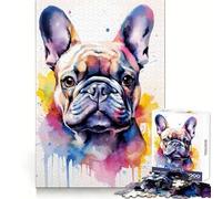 Watercolor French Bulldog Jigsaw Puzzles 1000 Pieces for Adults Mind Challenge Serene Activity Seamless Fit Holiday Present (50x75cm)