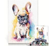 Watercolor French Bulldog Jigsaw Puzzles for Adults 1000 Piece Intellectual Fun Peaceful Hobby Sharp Cut Unique Gift (38x52cm)