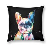 Watercolor French Bulldog Plush Throw Pillow Covers Decorative Boho Pillowcase for Farmhouse Home 1 Pcs