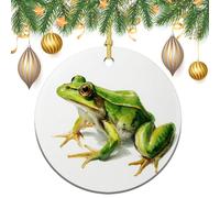 Watercolor Frog Minimalist Christmas Tree Hanging Ornaments,2 Pieces, 7.2CM Round Double-Sided