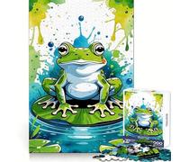 Watercolor Frog on Lily Pad 1000 Pieces Jigsaw Puzzles for Adults Brain Strength Peaceful Recreation Firm Interlock Best Gift (38x52cm)
