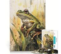 Watercolor Frog Portrait Jigsaw 1000 Pieces Memory Skill Fun Smooth Edge Perfect Interlock Fun-filled Way to Fill Empty Hours (38x52cm)