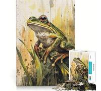 Watercolor Frog Portrait Jigsaws for Adults1000 Pieces Brain Memory Game Fine Cut Premium Finishing Engaging Way to Pass Free Hours (38x26cm)