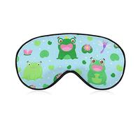 Watercolor Frogs Water Lilies Sleep Mask Blindfold Adjustable Super-Smooth Soft Eye Mask Cover for Men Women Travel and Nap
