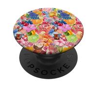 Watercolor Fruit Collage Beach Summer Flower Aesthetic Art PopSockets Adhesive PopGrip