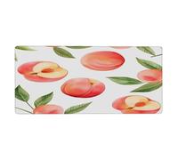 Watercolor Fruit Peach Extended Mouse Pad Large Desk Mat with Non Slip Rubber Base Stitched Edges Gaming Mouse Pad for Keyboard Office Home 40 x 90 CM