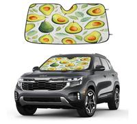 Watercolor Fruits Avocado Leaves Car Windshield Sun Shade Foldable Reflective Sunshade UV Protection Heat Block Front Window Shade for Car Truck SUV Keeps Interior Cool with Suction Cups