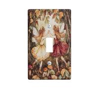 Watercolor Fun Fall Fairies Decorative Light Switch Cover Plate 1 Gang Single Toggle, Autumn Woodland Maple Scenic Electrical Faceplate for Room, Thanksgiving Switchcover Switchplate