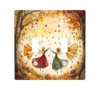 Watercolor Fun Fall Fairies Decorative Light Switch Cover Wall Plate 1 Gang Single Rocker, Autumn Woodland Maple Scenic Electrical Faceplate for Room, Thanksgiving Switchcover Switchplate